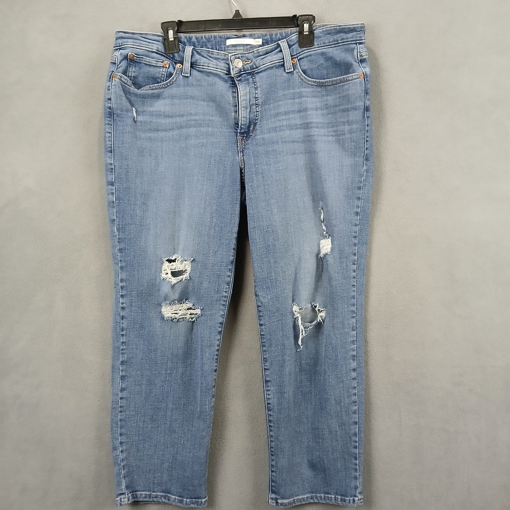 Levi's Boyfriend Jeans Womens 18W Blue Medium Wash Denim Distressed Mid Rise